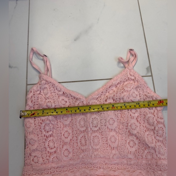 Abercrombie & Fitch Pink Floral Lace Fit Flare Spaghetti Strap Mini Dress Sz S - Picture 6 of 9
